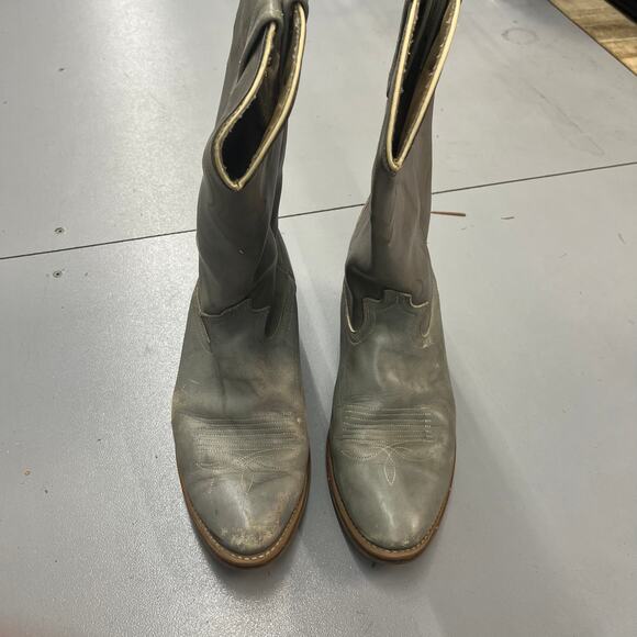 VTG Gray Distressed Dingo Western Cowboy Boots Made IN USA SZ 9.5 - Picture 3 of 8
